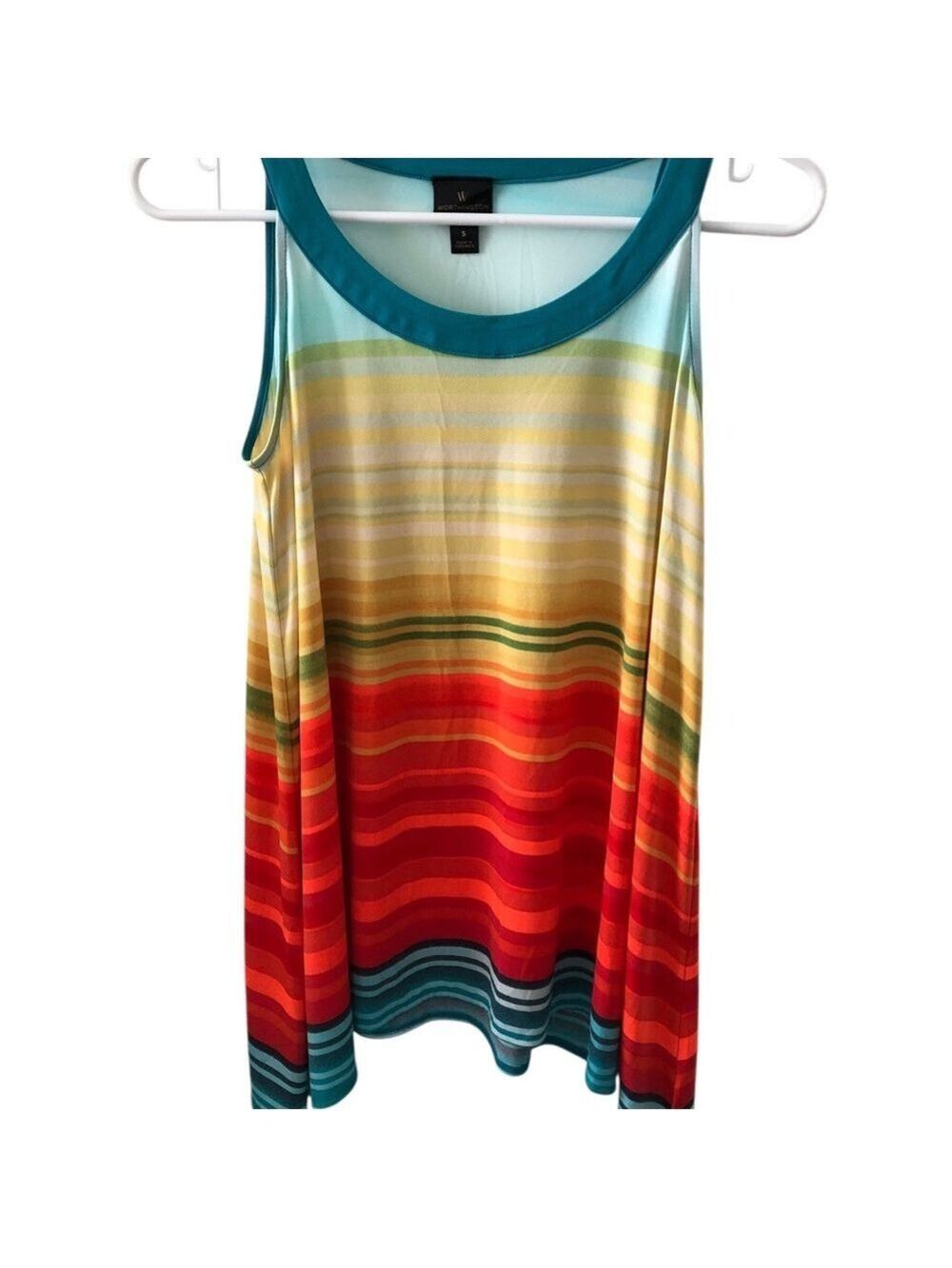 Colorful Worthington Striped Sleeveless Tank Handkerchief Hem Racerback
